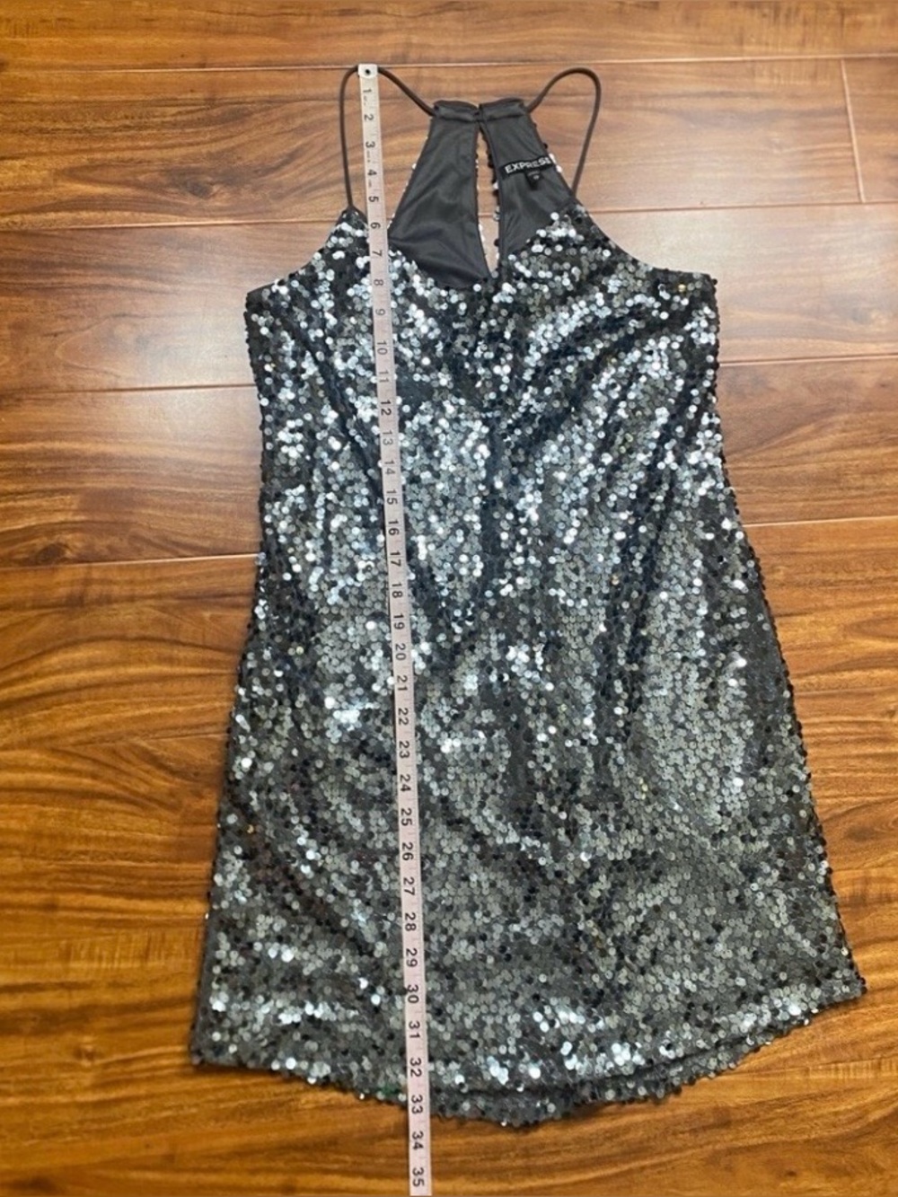 Express Women's Gray Sequins Racerback Mini Dress Size XS Party Maximalist Girly - Picture 13 of 13